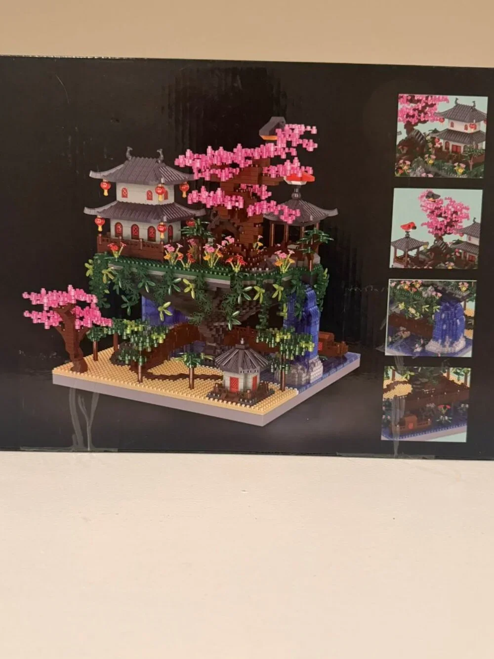 MINI Building Blocks Cherry Blossom Bonsai Tree Pavilion Waterfall with LED Kit